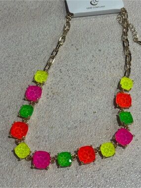 Neon Multi-Stone Gold Chain Necklace by